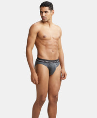 Super Combed Cotton Rib Solid Brief with Ultrasoft Waistband - Charcoal Melange-5