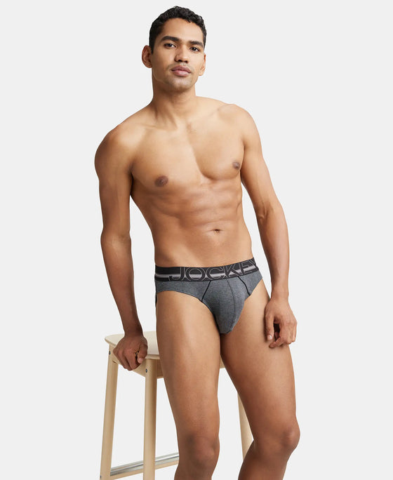 Super Combed Cotton Rib Solid Brief with Ultrasoft Waistband - Charcoal Melange-7