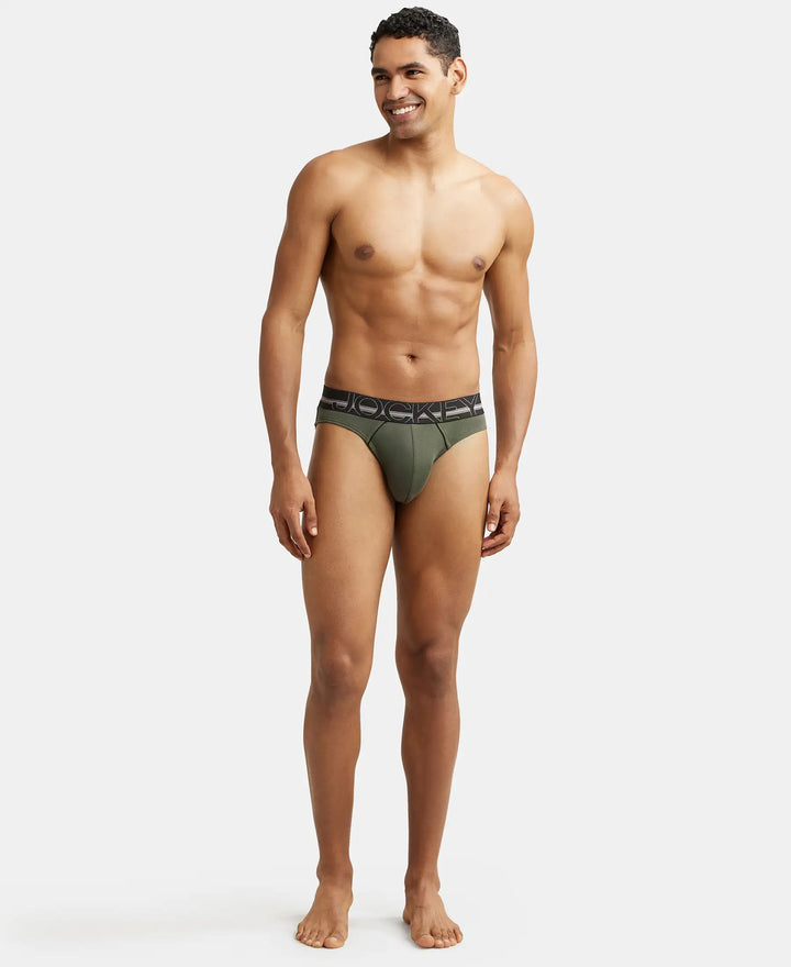Super Combed Cotton Rib Solid Brief with Ultrasoft Waistband - Deep Olive-5