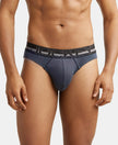 Super Combed Cotton Rib Solid Brief with Ultrasoft Waistband - Graphite-1