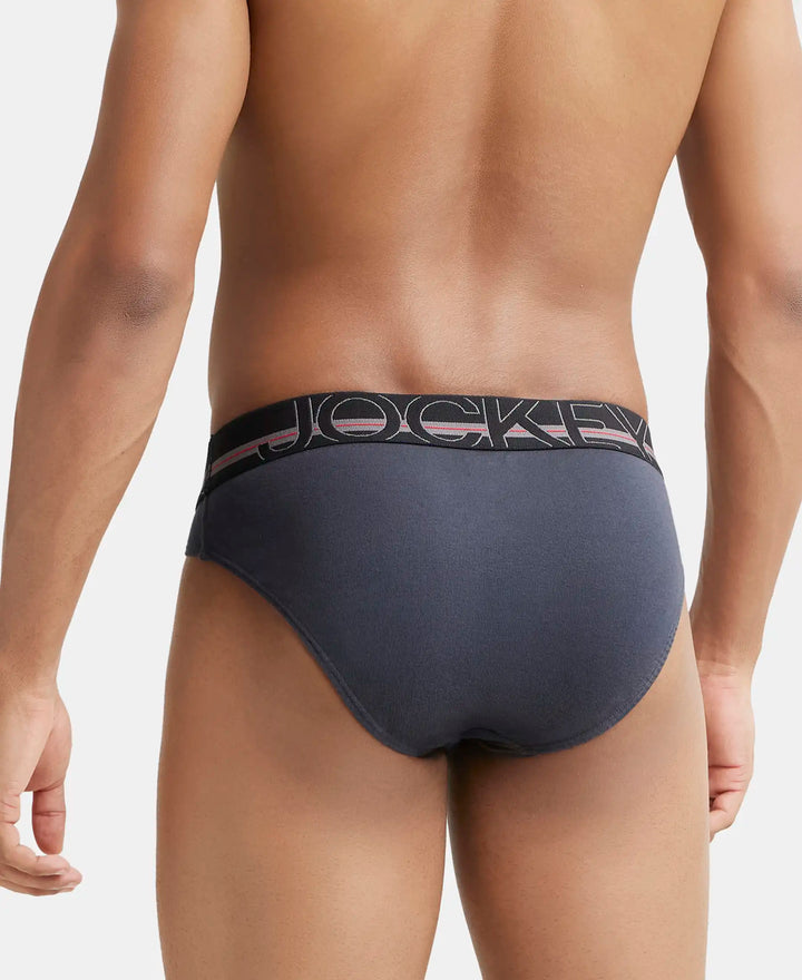 Super Combed Cotton Rib Solid Brief with Ultrasoft Waistband - Graphite-4
