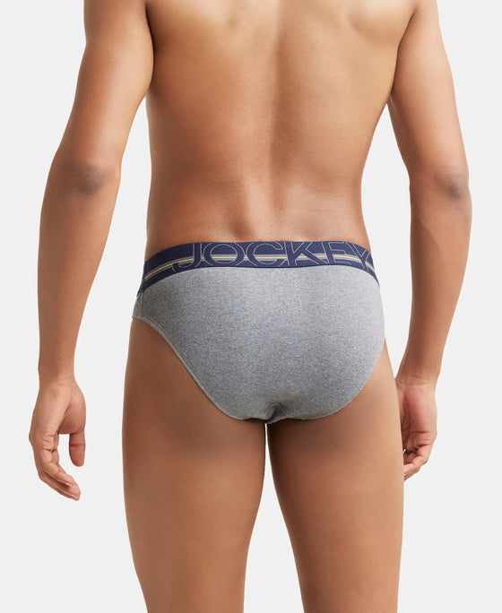 Super Combed Cotton Rib Solid Brief with Ultrasoft Waistband - Mid Grey Melange-3