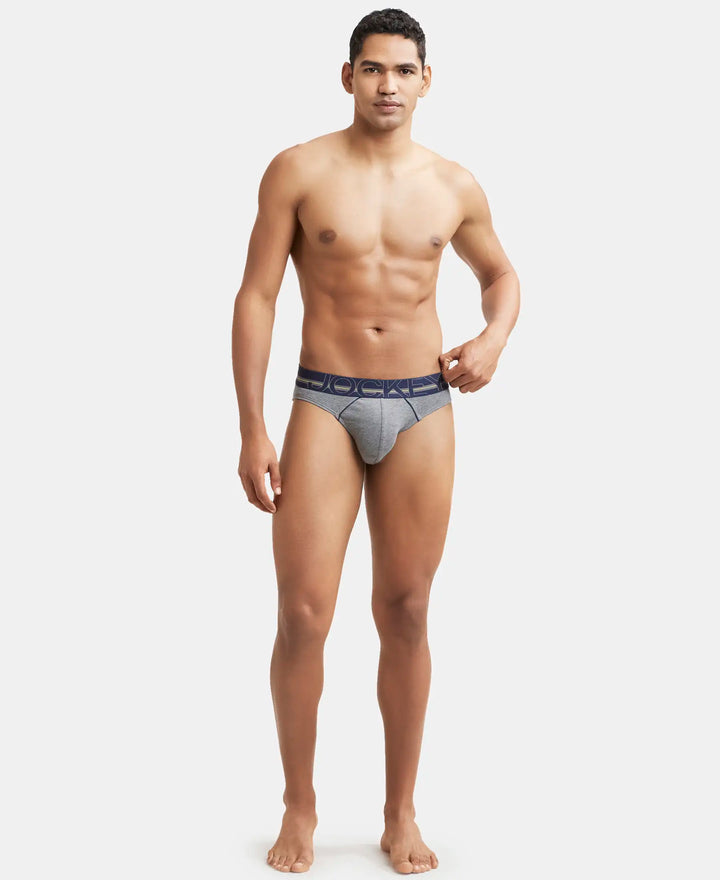 Super Combed Cotton Rib Solid Brief with Ultrasoft Waistband - Mid Grey Melange-4