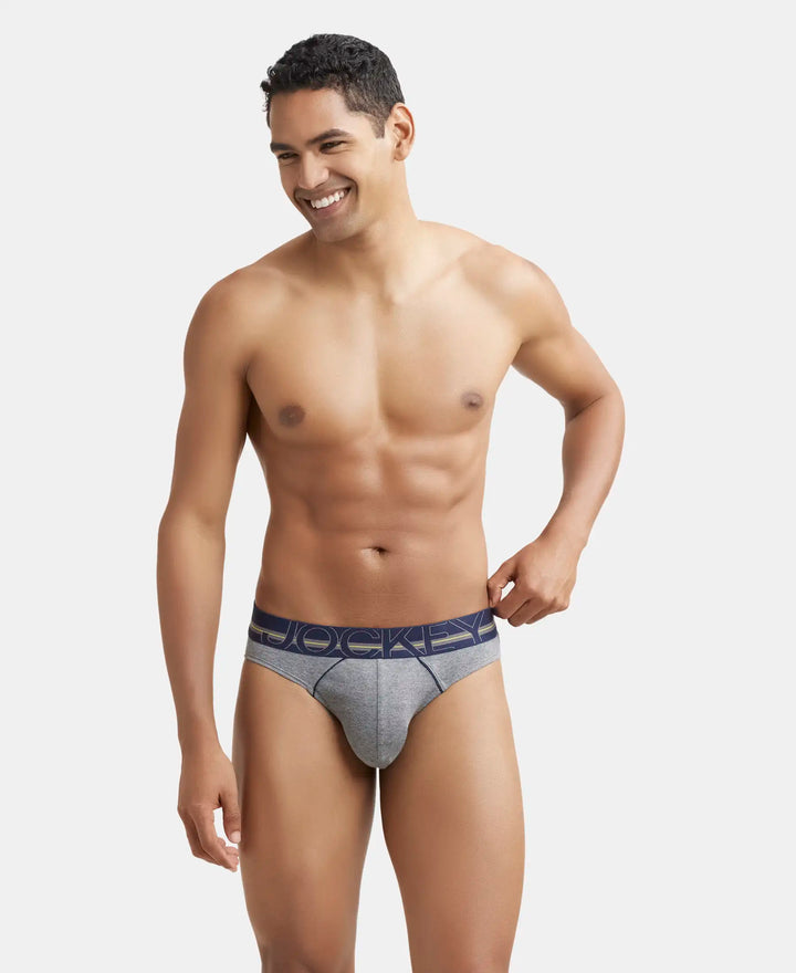 Super Combed Cotton Rib Solid Brief with Ultrasoft Waistband - Mid Grey Melange-6