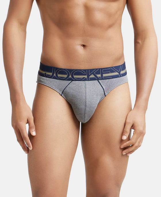 Super Combed Cotton Rib Solid Brief with Ultrasoft Waistband - Mid Grey Melange-2