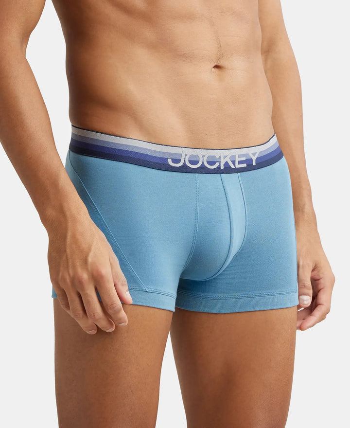 Super Combed Cotton Elastane Solid Trunk with Ultrasoft Waistband - Aegean Blue-2