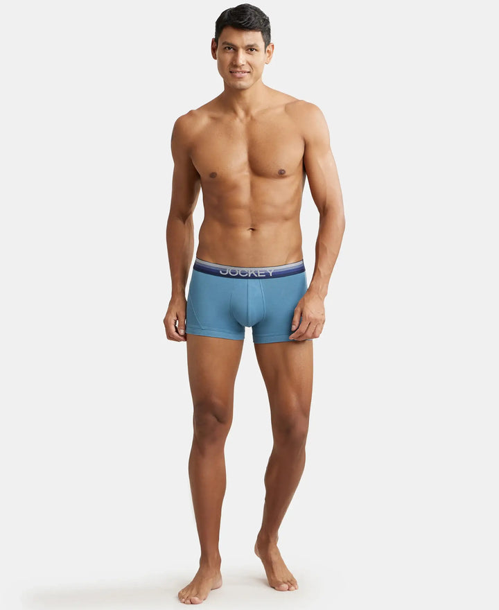 Super Combed Cotton Elastane Solid Trunk with Ultrasoft Waistband - Aegean Blue-4