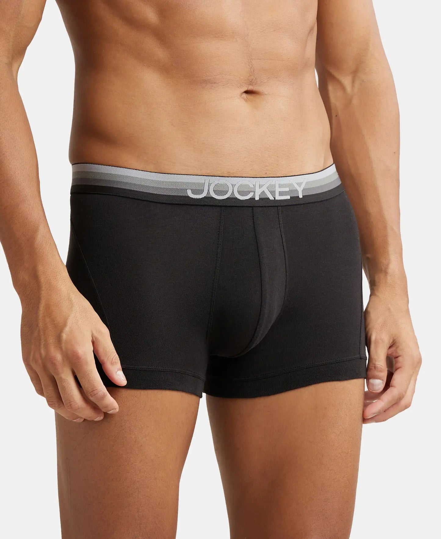Super Combed Cotton Elastane Solid Trunk with Ultrasoft Waistband - Black-2