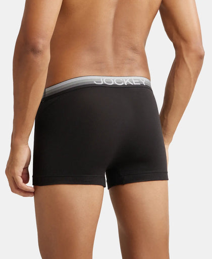 Super Combed Cotton Elastane Solid Trunk with Ultrasoft Waistband - Black-3