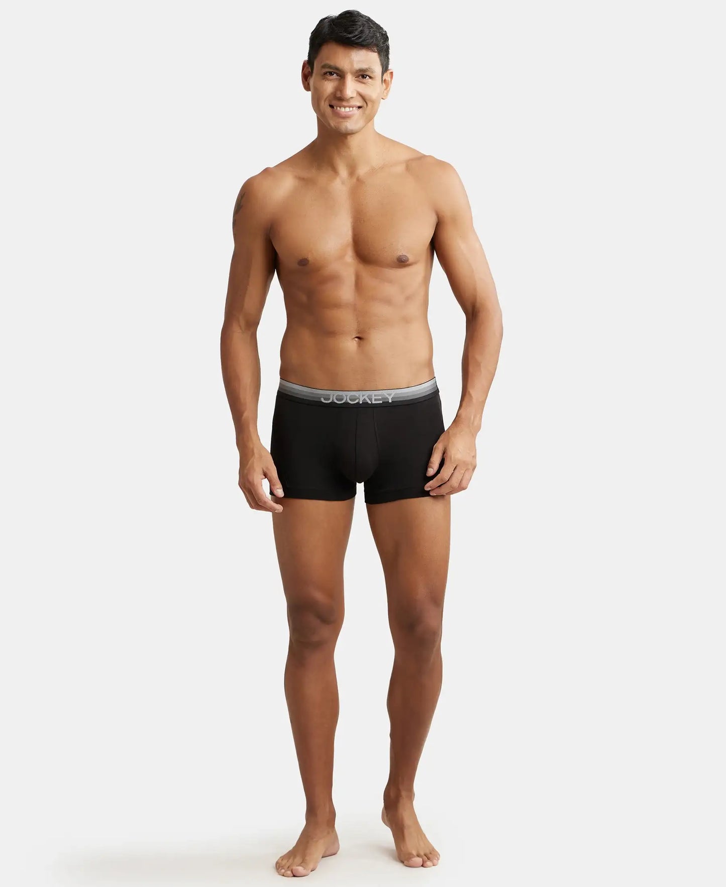 Super Combed Cotton Elastane Solid Trunk with Ultrasoft Waistband - Black-4