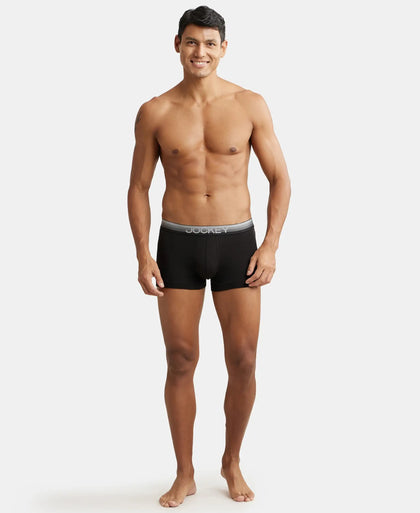 Super Combed Cotton Elastane Solid Trunk with Ultrasoft Waistband - Black-4
