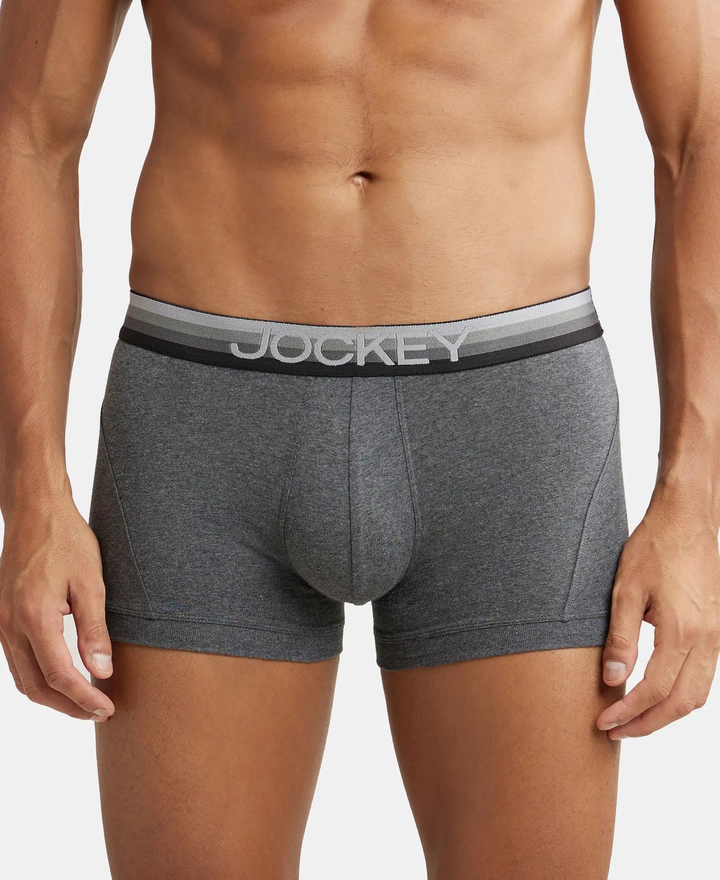 Super Combed Cotton Elastane Solid Trunk with Ultrasoft Waistband - Charcoal Melange-1