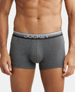 Super Combed Cotton Elastane Solid Trunk with Ultrasoft Waistband - Charcoal Melange-1