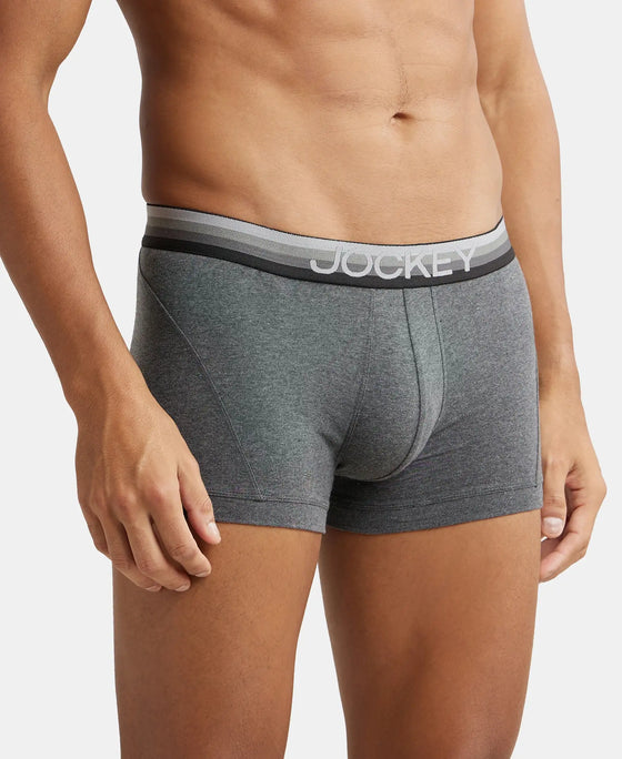 Super Combed Cotton Elastane Solid Trunk with Ultrasoft Waistband - Charcoal Melange-2