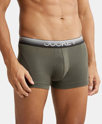 Super Combed Cotton Elastane Solid Trunk with Ultrasoft Waistband - Deep Olive-2