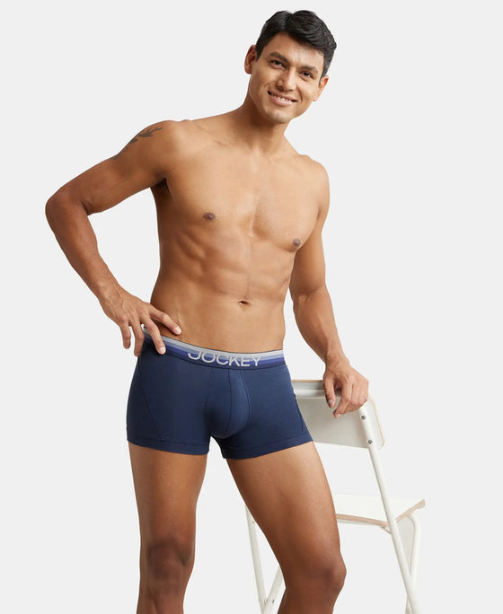 Super Combed Cotton Elastane Solid Trunk with Ultrasoft Waistband - Navy-5