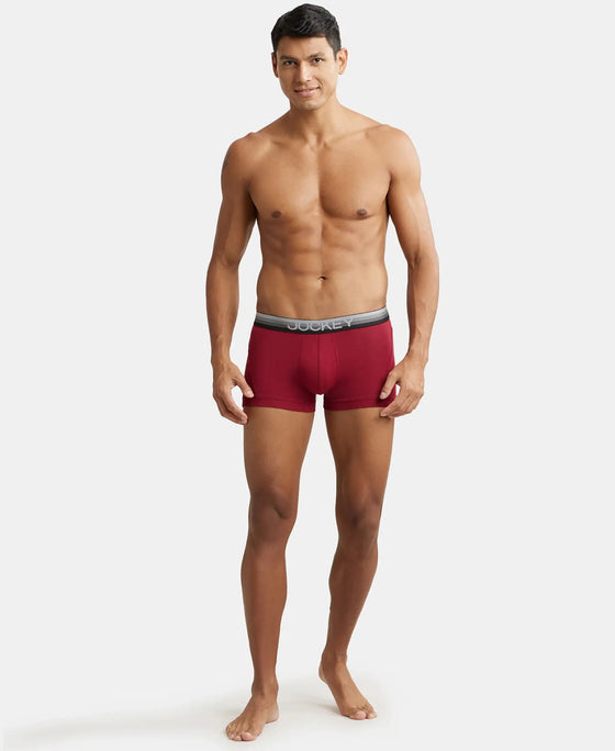 Super Combed Cotton Elastane Solid Trunk with Ultrasoft Waistband - Red Pepper-4