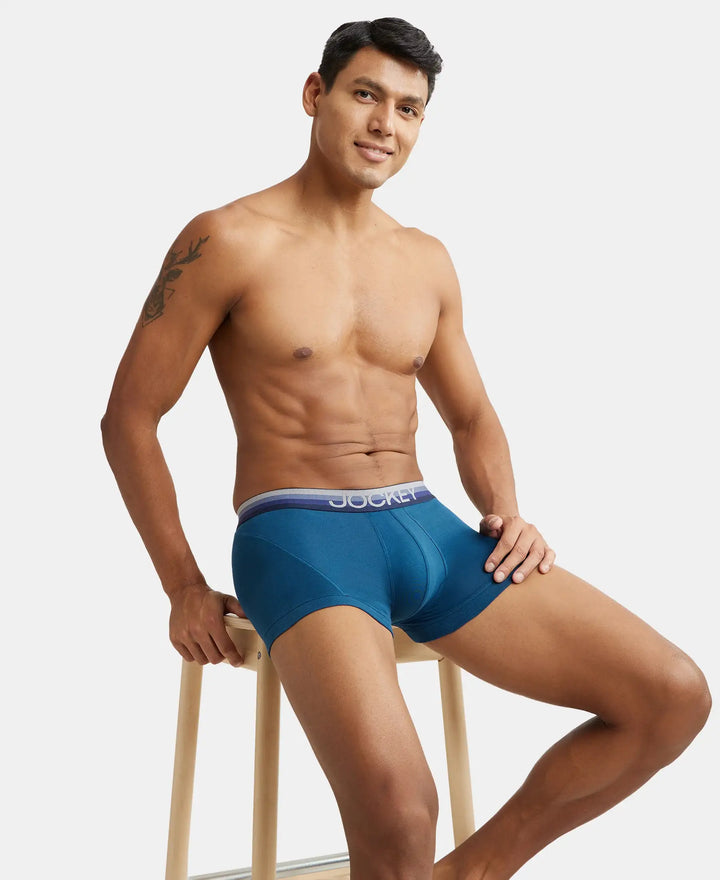Super Combed Cotton Elastane Solid Trunk with Ultrasoft Waistband - Seaport Teal-5