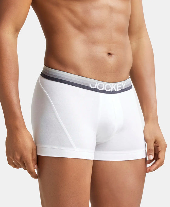 Super Combed Cotton Elastane Solid Trunk with Ultrasoft Waistband - White-2