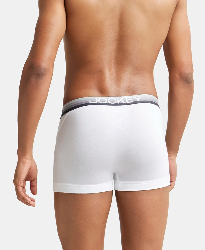 Super Combed Cotton Elastane Solid Trunk with Ultrasoft Waistband - White-3