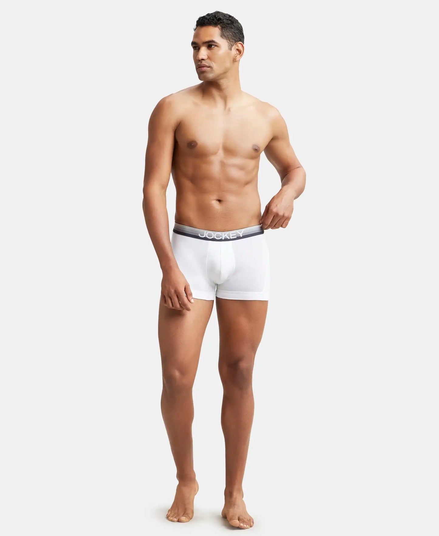 Super Combed Cotton Elastane Solid Trunk with Ultrasoft Waistband - White-4