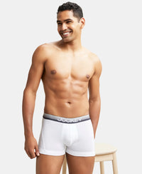 Super Combed Cotton Elastane Solid Trunk with Ultrasoft Waistband - White-5