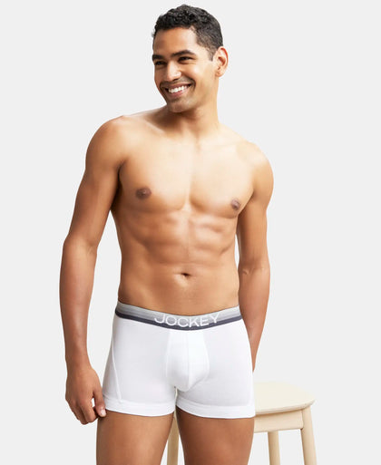 Super Combed Cotton Elastane Solid Trunk with Ultrasoft Waistband - White-5
