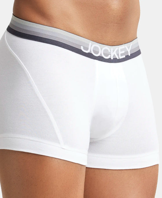 Super Combed Cotton Elastane Solid Trunk with Ultrasoft Waistband - White-6