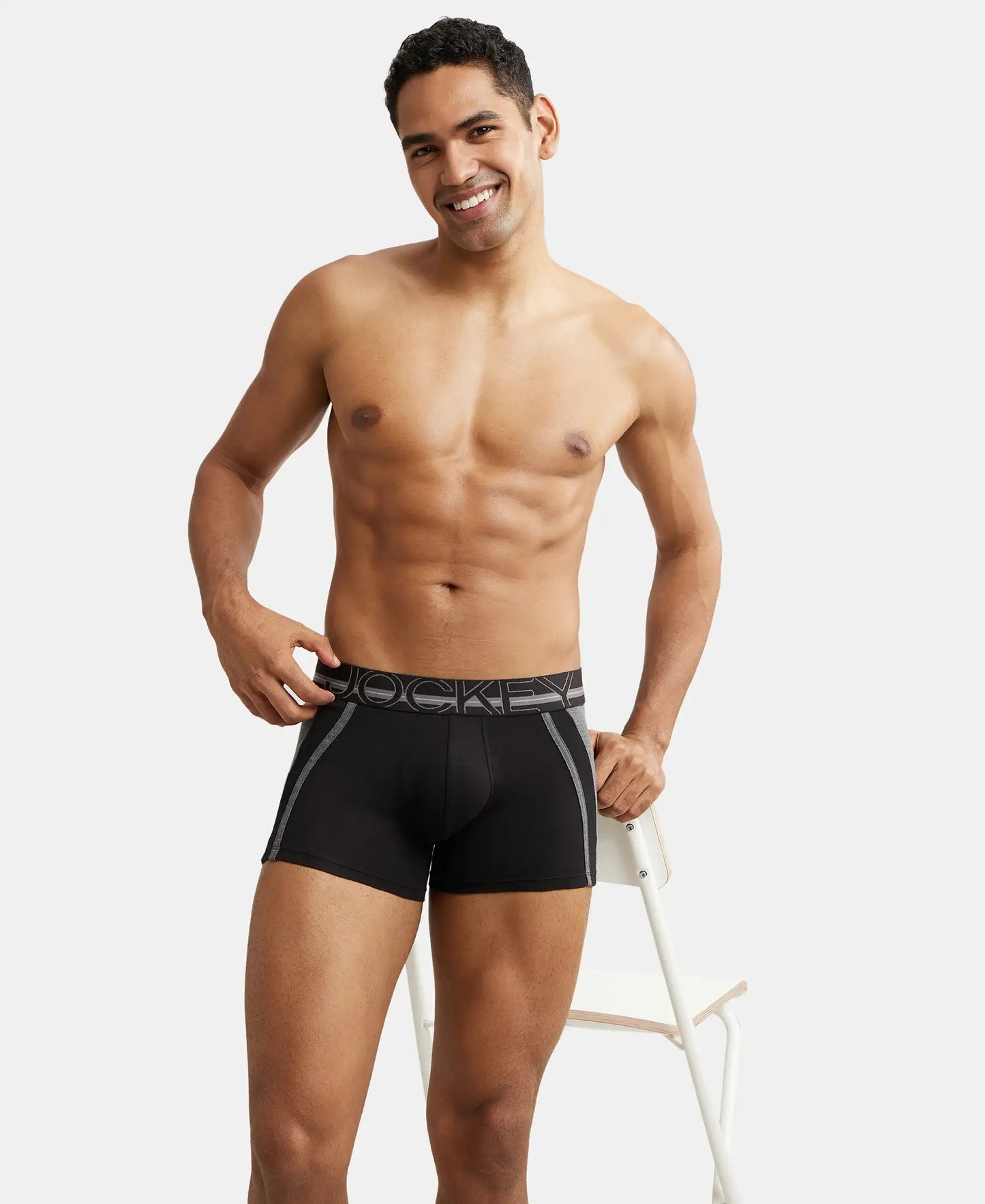 Super Combed Cotton Elastane Solid Trunk with Ultrasoft Waistband - Black-5