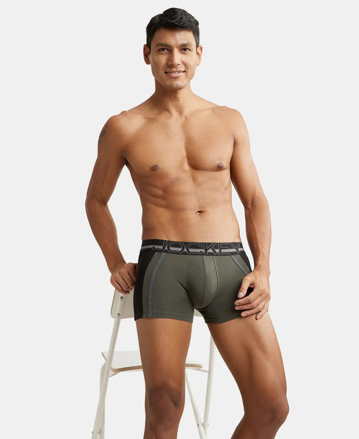 Super Combed Cotton Elastane Solid Trunk with Ultrasoft Waistband - Deep Olive-5