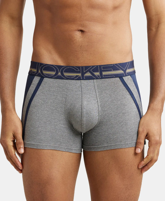 Super Combed Cotton Elastane Solid Trunk with Ultrasoft Waistband - Mid Grey Melange-1