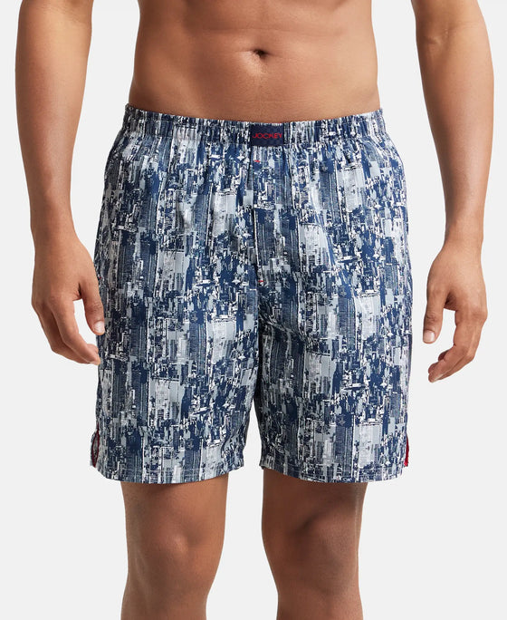 Super Combed Mercerized Cotton Woven Printed Boxer Shorts with Side Pocket - Assorted Prints-1
