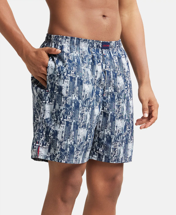 Super Combed Mercerized Cotton Woven Printed Boxer Shorts with Side Pocket - Assorted Prints-2