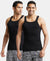 Super Combed Cotton Rib Square Neck Gym Vest - Black-1