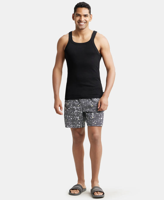 Super Combed Cotton Rib Square Neck Gym Vest - Black-5