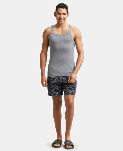 Super Combed Cotton Rib Square Neck Gym Vest - Mid Grey Melange-4