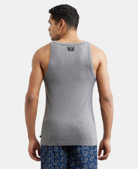 Super Combed Cotton Rib Square Neck Gym Vest - Mid Grey Melange-4