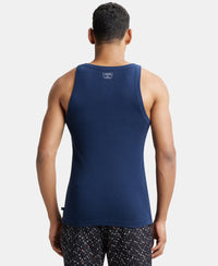 Super Combed Cotton Rib Square Neck Gym Vest - Navy-4