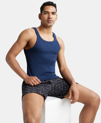 Super Combed Cotton Rib Square Neck Gym Vest - Navy-6