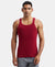 Super Combed Cotton Rib Square Neck Gym Vest - Red Pepper-1