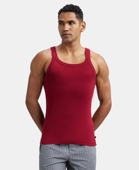 Super Combed Cotton Rib Square Neck Gym Vest - Red Pepper-6