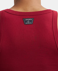 Super Combed Cotton Rib Square Neck Gym Vest - Red Pepper-7