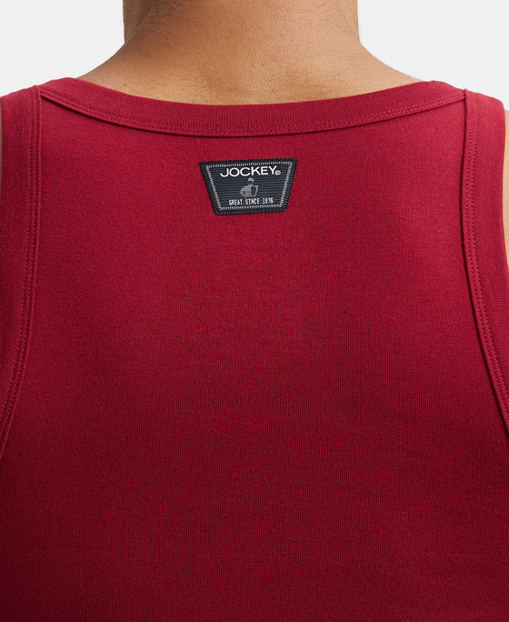 Super Combed Cotton Rib Square Neck Gym Vest - Red Pepper-7