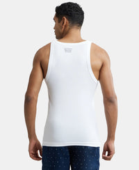 Super Combed Cotton Rib Square Neck Gym Vest - White-4