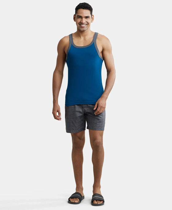 Super Combed Cotton Rib Square Neck Gym Vest - Assorted (Pack of 2)-13