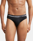 Super Combed Cotton Solid Brief with Ultrasoft Waistband - Black-1