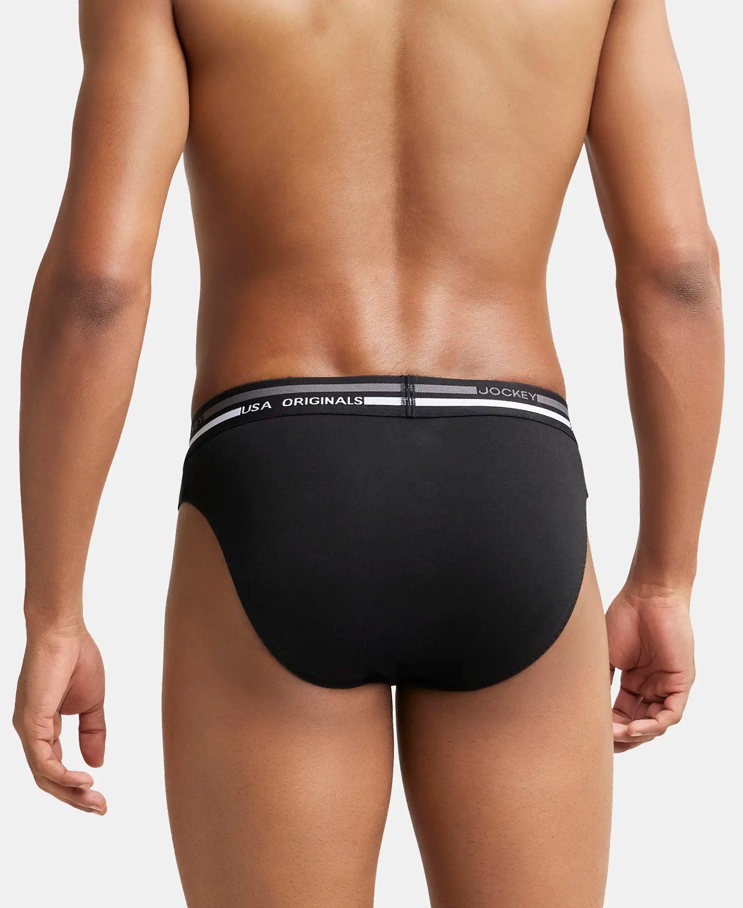 Super Combed Cotton Solid Brief with Ultrasoft Waistband - Black-3
