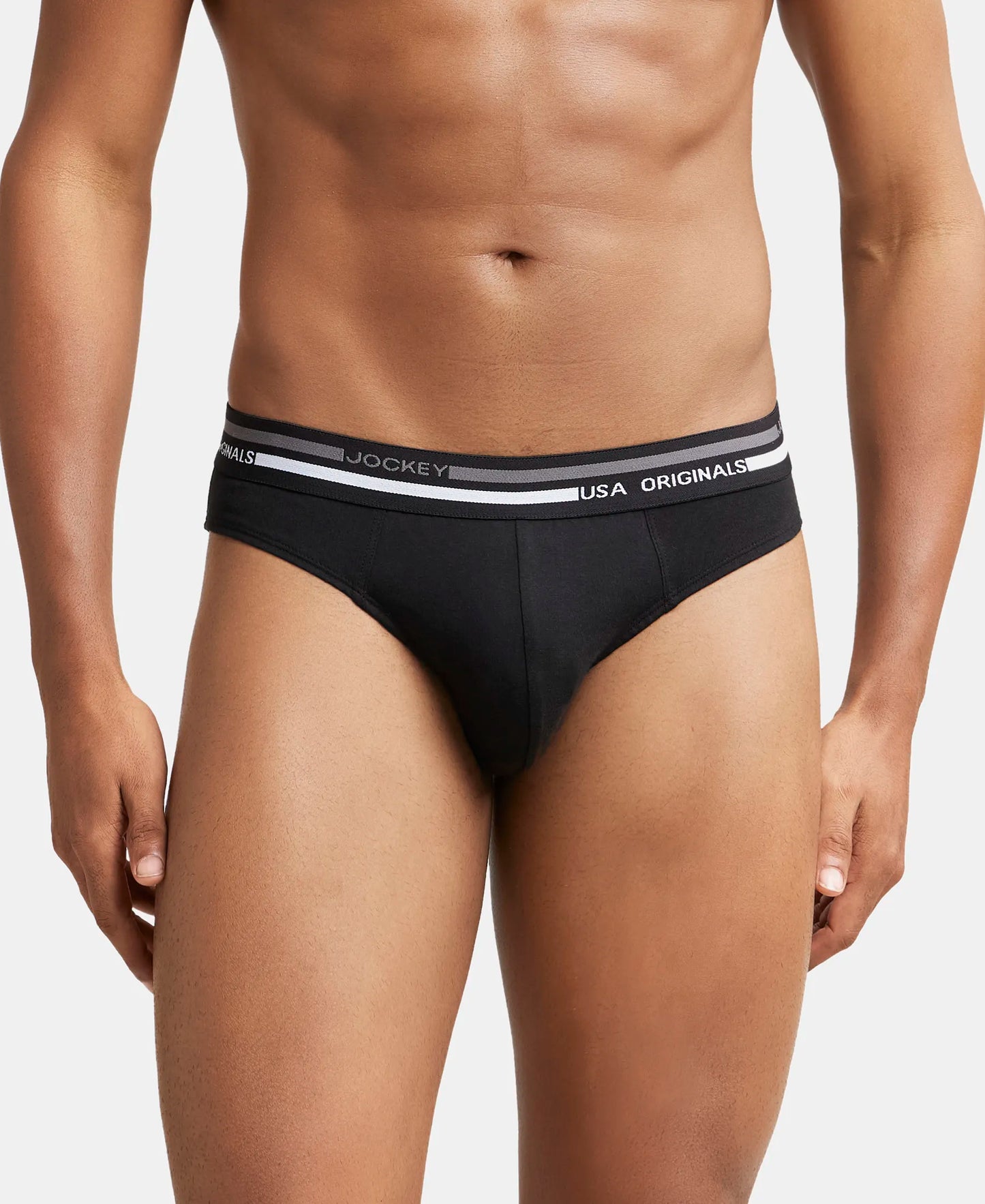 Super Combed Cotton Solid Brief with Ultrasoft Waistband - Black-2