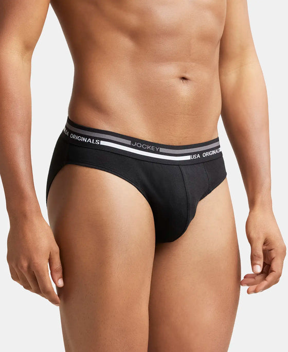 Super Combed Cotton Solid Brief with Ultrasoft Waistband - Black-3