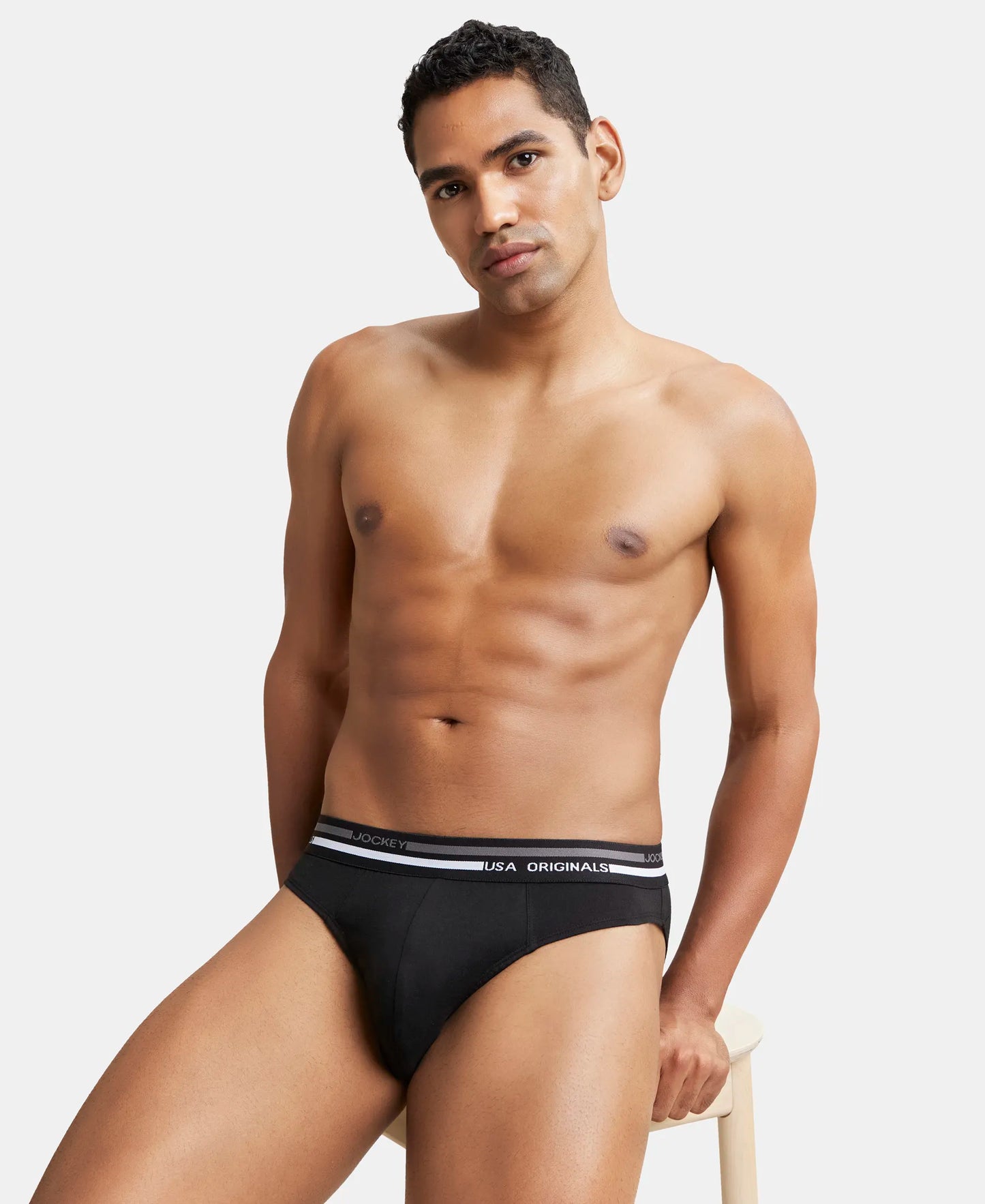 Super Combed Cotton Solid Brief with Ultrasoft Waistband - Black-6